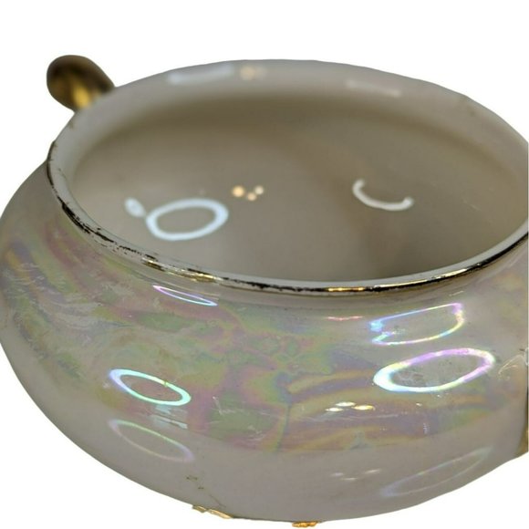 Homer Laughlin Nautilus Eggshell Creamer and Open Sugar Bowl 1940s Gold Trim - Picture 9 of 11